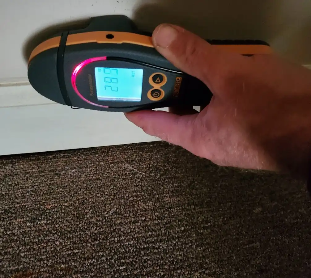 Moisture detection at baseboard during Mold Inspection & Testing in Iowa City