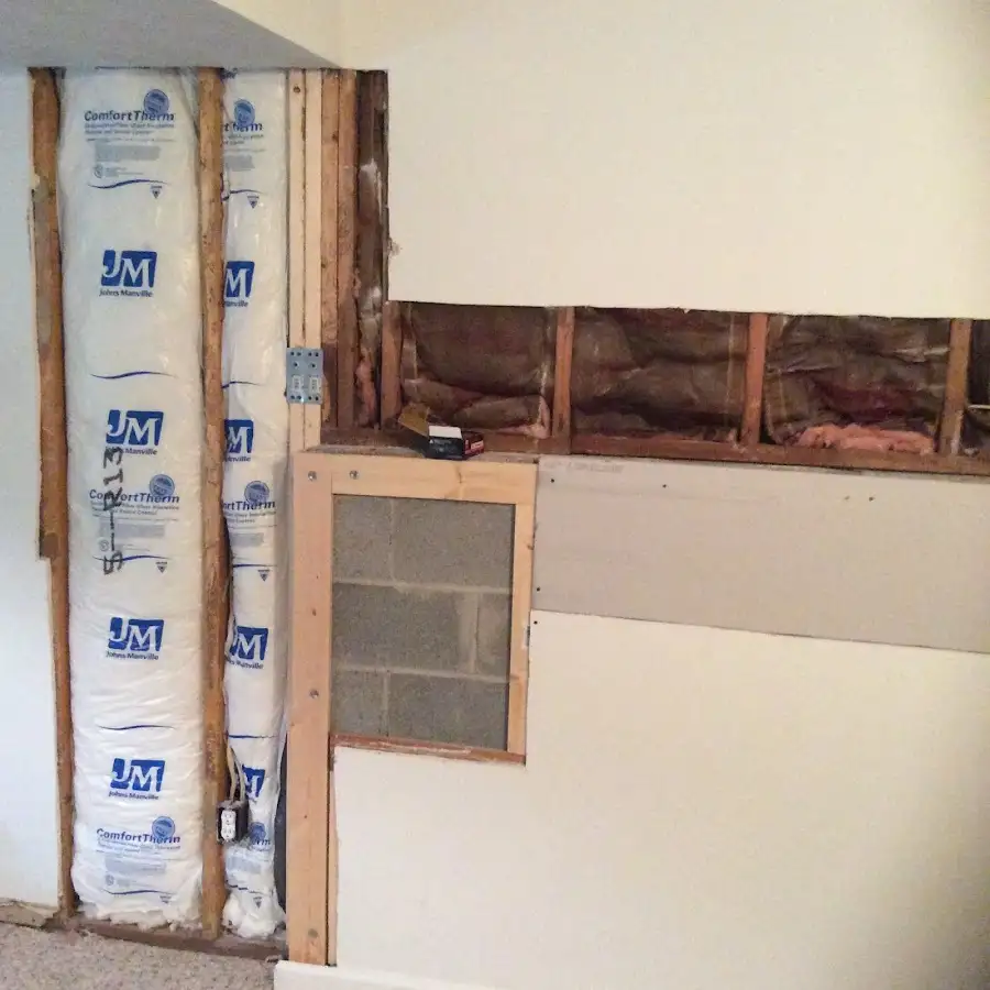 Wall insulation replacement during Contents Cleaning & Restoration in Iowa City